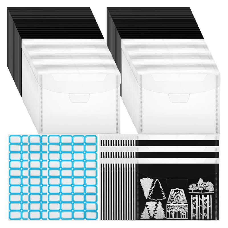 100 Clear Stamp And Die Storage Bags, 100 0.3Mm Magnetic Board Plastic Scrapbook Storage Envelopes For Card Making