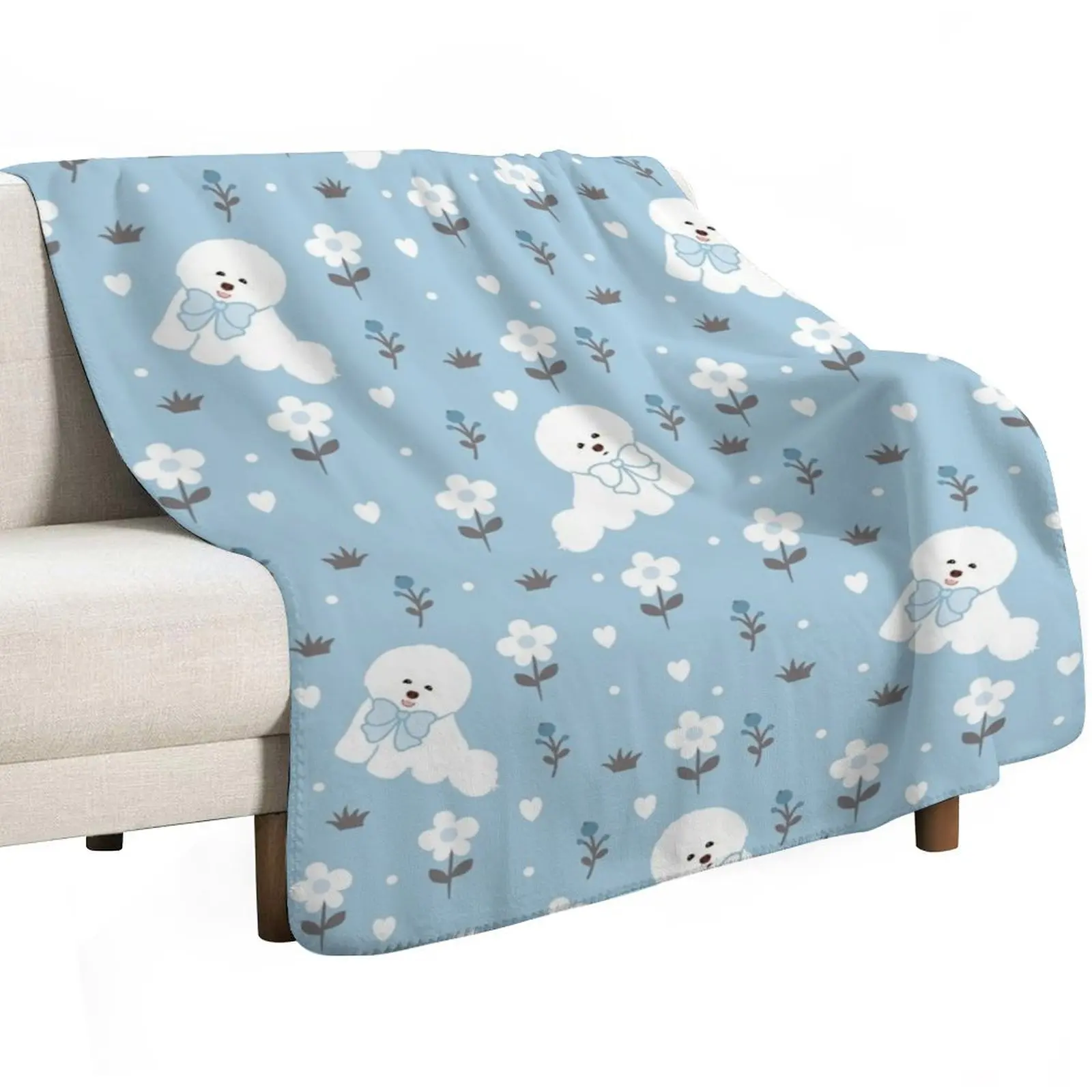 Cute Bichon Frise in Winter Snowy Garden Throw Blanket Thermals For Travel Sofa manga wednesday Luxury St Retros Blankets