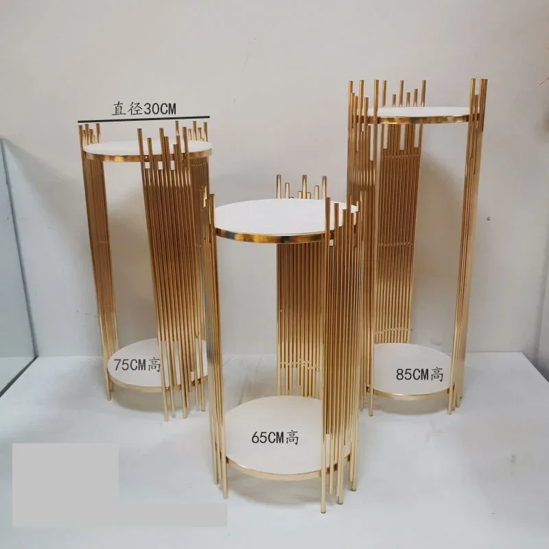 3-teiliges Set aus goldenen Metallzylinderständern, vertikaler Rohrsockel für Bodendekoration bei Hochzeiten, Partys, Dessert- und Blumendekorationen – Detail 12