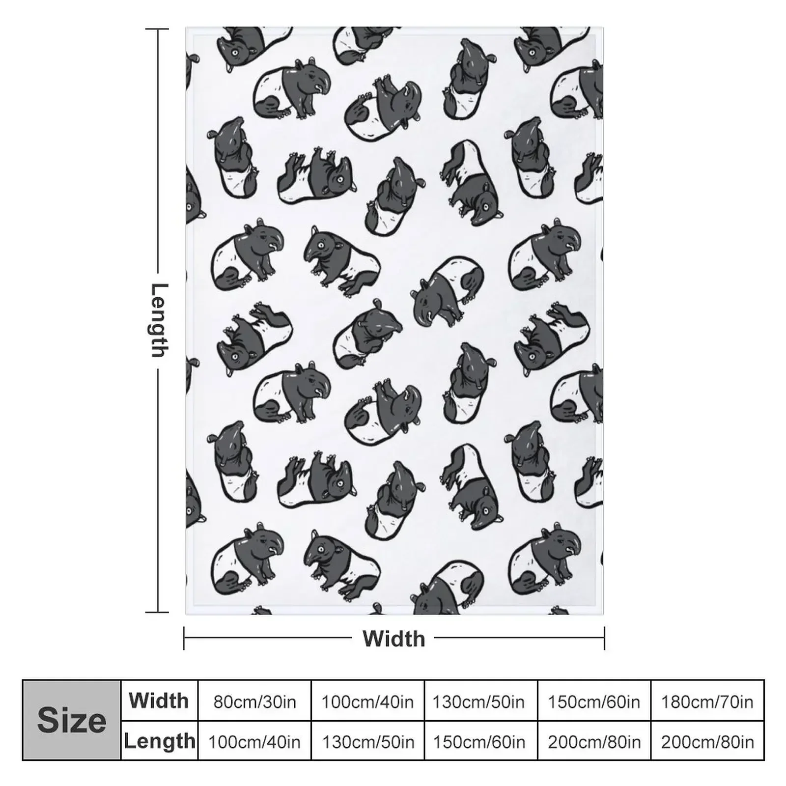 Malayan tapir Throw Blanket Flannel Fabric Travel Summer Beddings Blankets