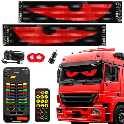 Pantalla de parabrisas dinámica LED USB Devil Eye para coches, camiones, ojos de demonio parpadeantes animados, luz dinámica para parabrisas delantero y trasero