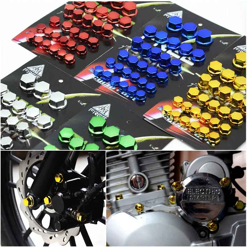 30Pcs Motorcycle Screw Decoration Cover Plating Cap for Car Motor Scooters Electric Colored Nut Cover Motorcycle Accessories