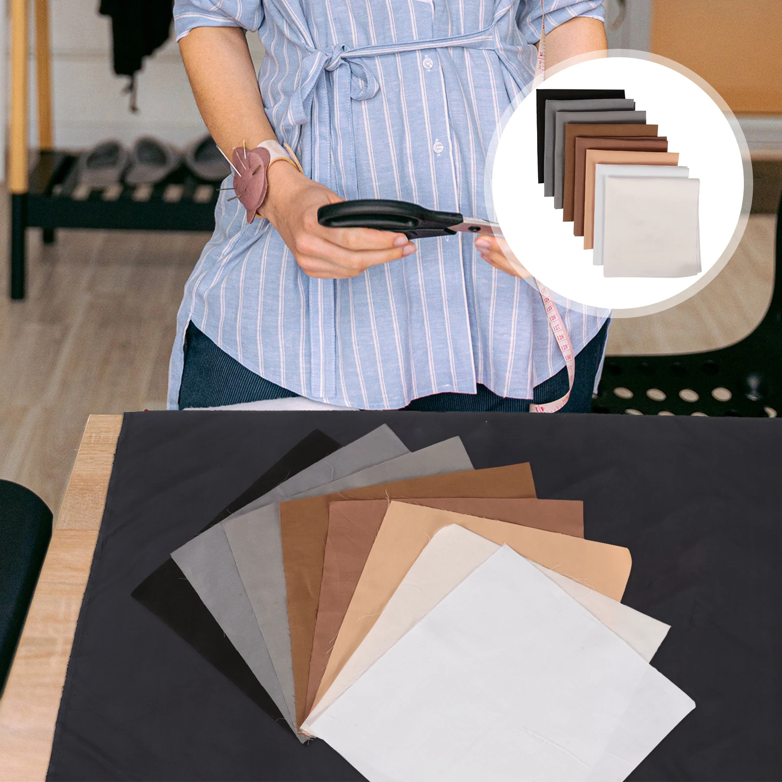 

8 Sheets DIY Patchwork Fabric Set 25x25cm Cotton Quilt Squares Multi-color Sewing Craft Supplies Colored Cloth Bundle