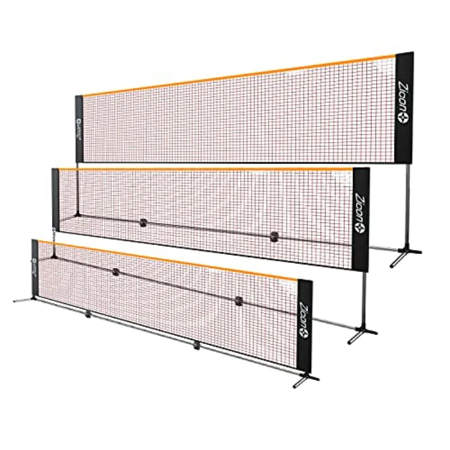

Portable tennis net set with stainless steel poles adjustable height nylon net in black ideal for kids volleyball pickleball so