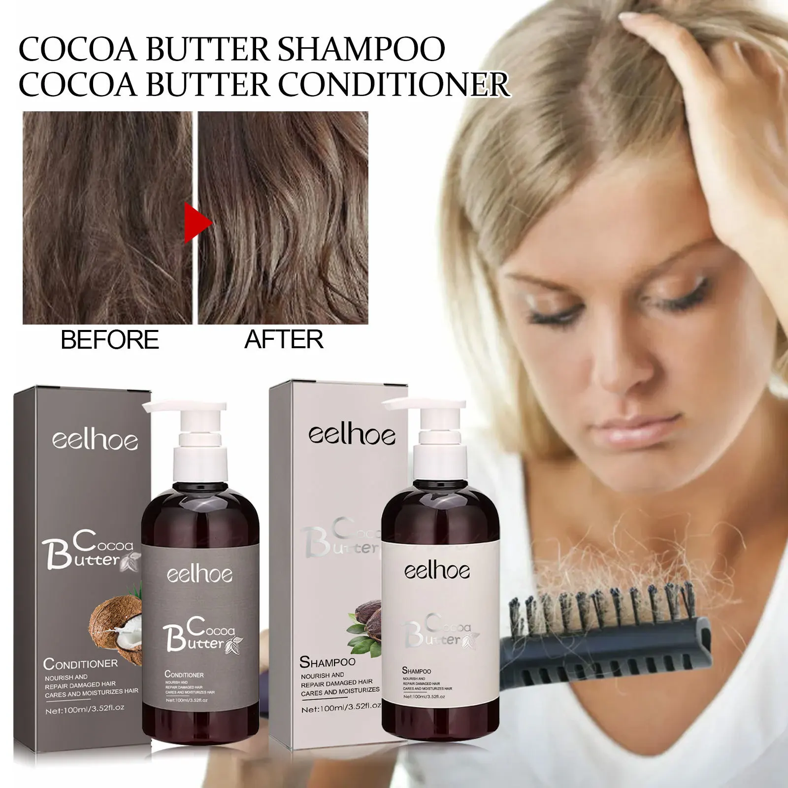 Eelhoe Zachte Shampoo Coco Vet Shampoo Haarconditioner Zachte Hydraterende Hoofdhuid Anti-Druppel Dikke Haarverzorging Shampoo En Conditioner