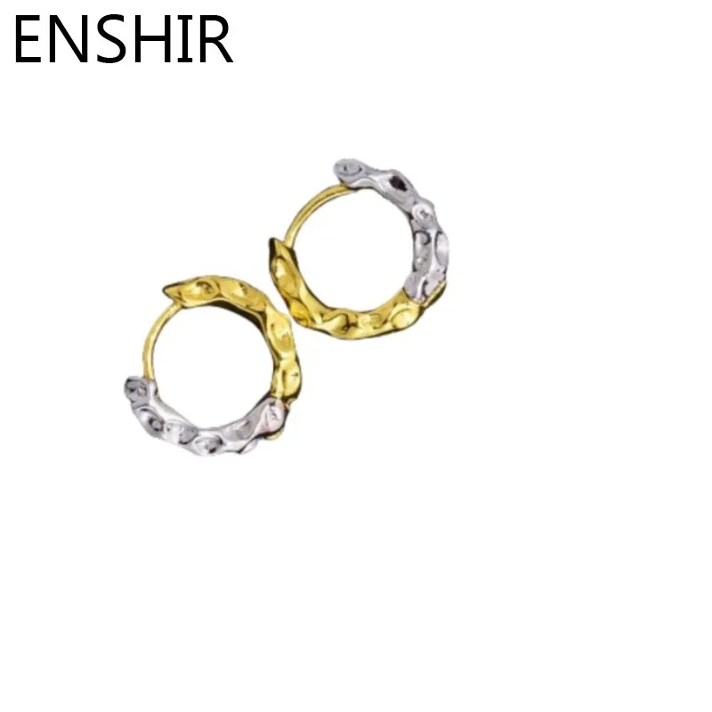 ENSHIR Fashion Metal Silver Color Golden Hoop Earrings for Women Ear Buckle Ins Style Jewelry Gifts Pendientes Mujer