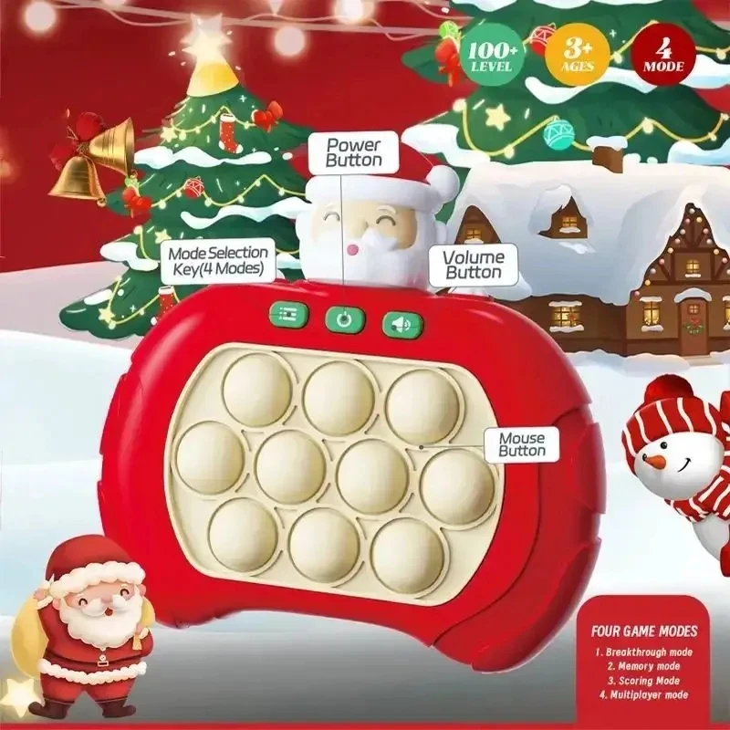 Christmas Pop Light Fidget Game Quick Push Bubble Game Handle Child Anti-Stress Halloween Toy Game Machine Relieve Stress Toy