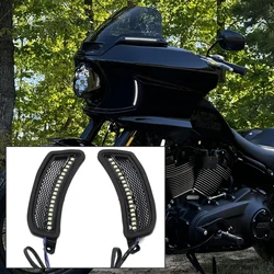 NEW Motorcycle White Tracer Headlight Vent Accent LED Indicator Lights For Harley Softail Low Rider ST El Diablo FXRST FXLRST