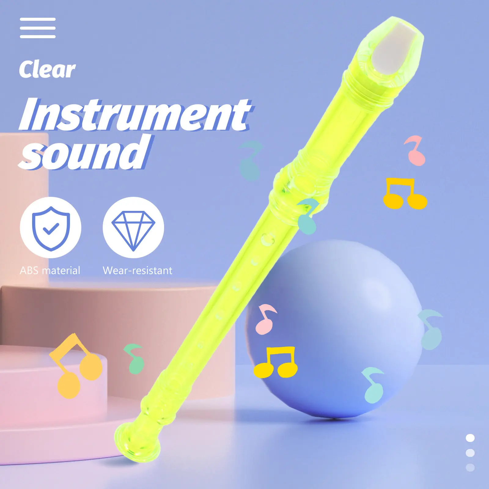 1 Set de Clarinete para Principiantes, Flauta Dulce Soprano Profesional de Resina de 8 Orificios, Instrumento de Viento para Práctica con Resonancia Suave