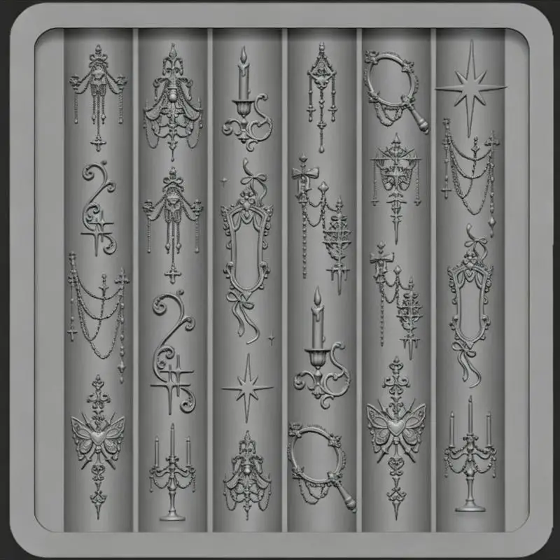 Baroque Style Silicone Mold for Nail Art Featuring Bow and Butterfly Patterns for Unique Nail Designs