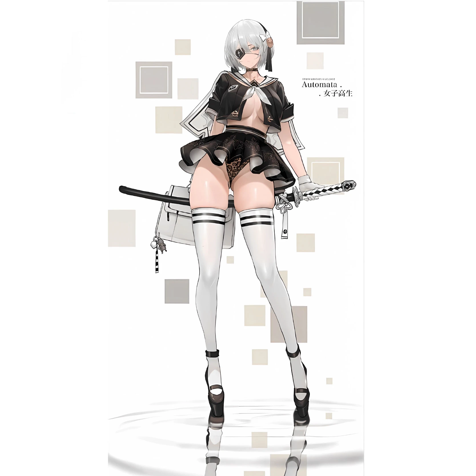 Irelia H Store NieR:Automata Type B 2B Cosplay Costume 2B fanart Game Anime sailor School Uniform blouse skirt sexy briefs image 5
