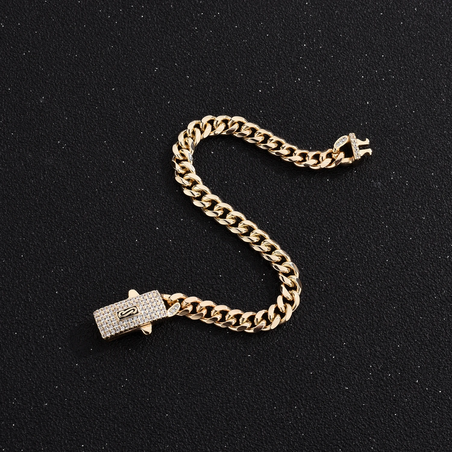 Monaco anklet 6mm Cuban chain women's anklet copper material electroplated 14k gold men's anklet length can be customized