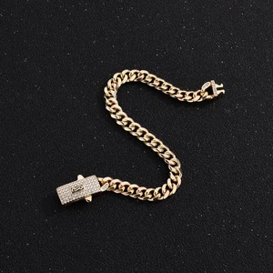 سلسلة كوبية مطلية بالكهرباء من موناكو للرجال والنساء ، 6 مم ، مادة نحاسية ، ذهب عيار 14 قيراطا ، يمكن تخصيص الطول أفضل 6 أساور خلخال رجالي للرجال - رقم 4