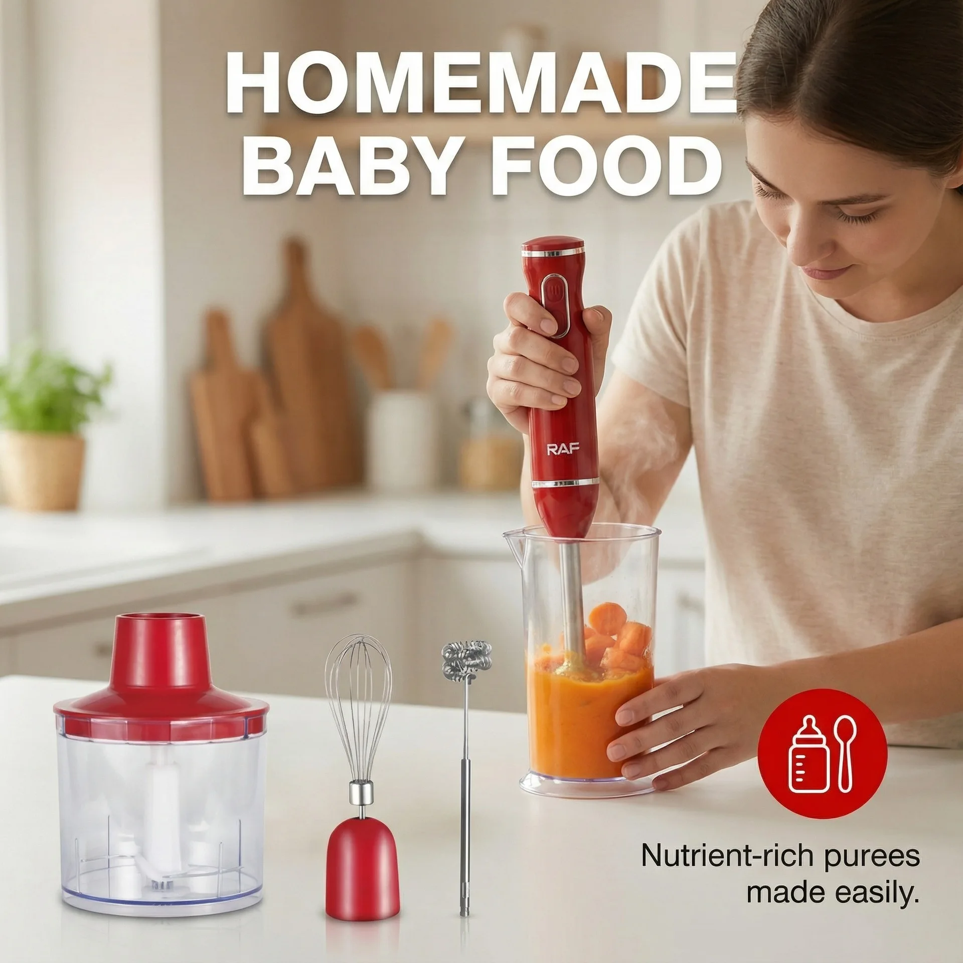 Cross-border EU standard 5-in-1 multifunctional hand-held blender, meat grinder, and egg beater, 2-speed 800W