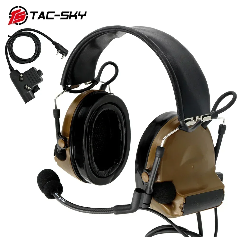 

TAC-SKY Tactical Headset COMTAC II Pickup and Noise Reduction Military Airsoft Headphone Hearing Protection Shooting Headset