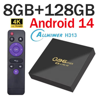 Q96 Max tv box Android 14 Allwinner H313 Quad Core 64 bit HD 4K 3D 8GB 128GB WiFi 4G Media Player Smart Set Top Box H.265 iptv