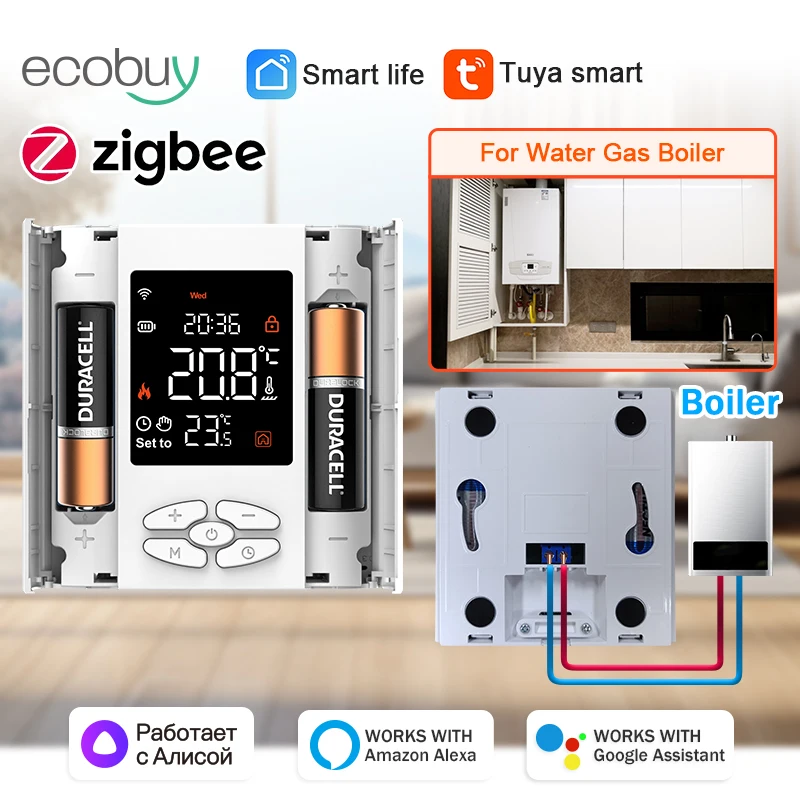

Tuya Zigbee Thermostat For Gas Boiler Smart Thermostat Low Power Battery Thermostat Temperature Controller For Alexa Google Home