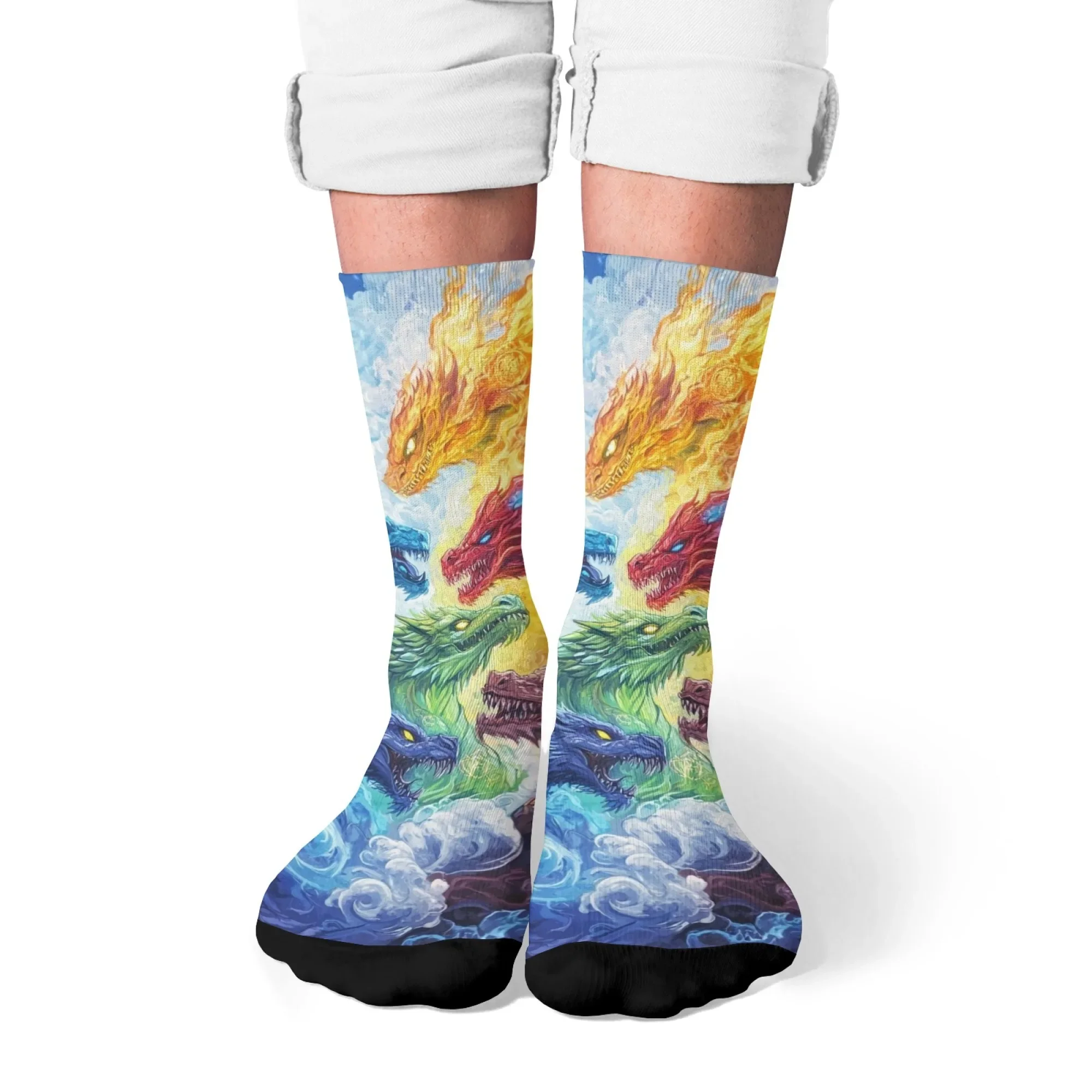 

Мифология Дракон Лед и Огненное Искусство Мужские Носки Ретро Мода Повседневные Носки Новинка Harajuku Уличные Хип-Хоп Носки Подарок На День Рождения