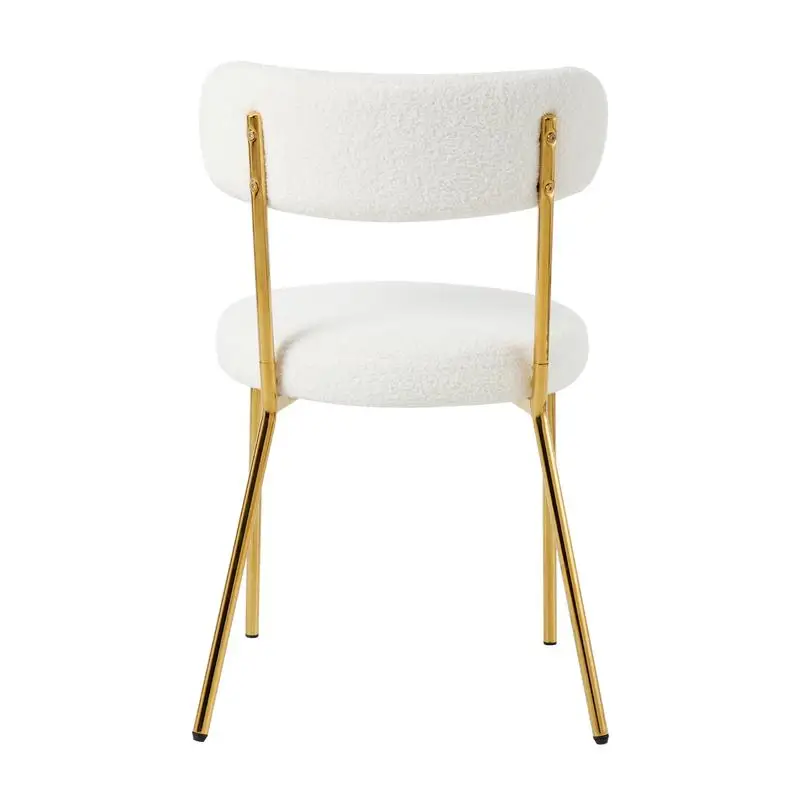 طقم كراسي طعام حديثة مكون من 4 قطع، قماش تيدي أبيض، أرجل ذهبية، كرسي غرفة نوم المطبخ المنزلي البسيط، كرسي الملابس وكرسي الطلاب #6