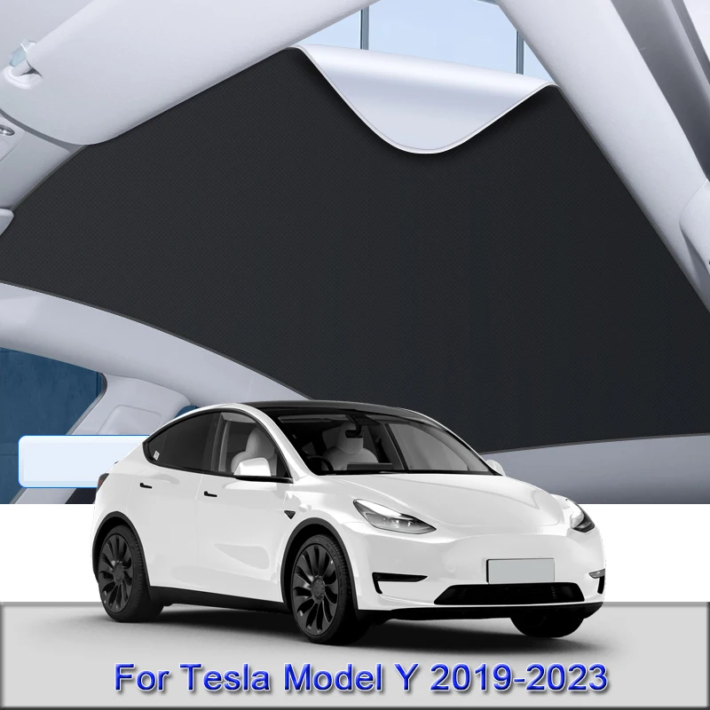 For Tesla Model Y 2019-2021 2022 2023 Car Electrostatic Adsorption Sunroof Sunshade Heat Insulation Skylight Sticker Accessories