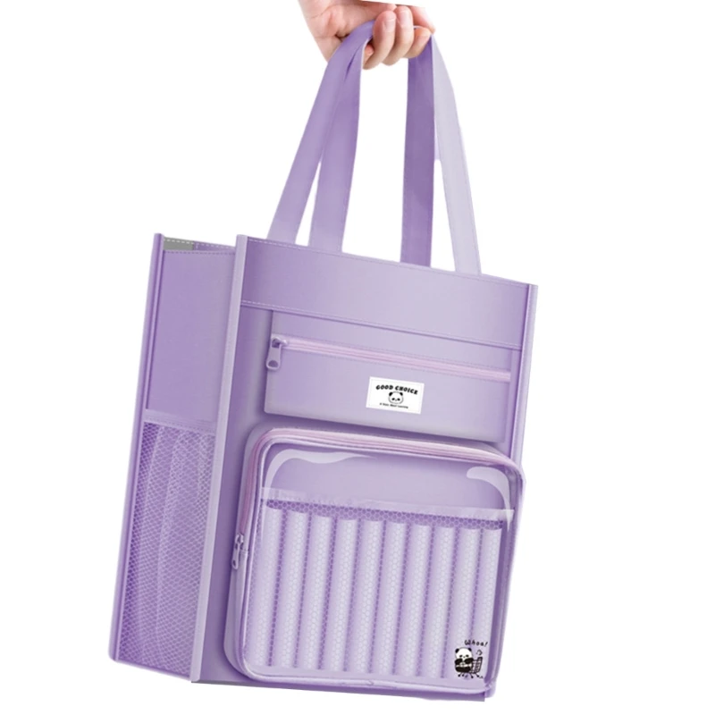 حقيبة الكتب القماشية حقيبة الكتب المدرسية المحمولة 8 مقصورات حقيبة تنظيم الحرف اليدوية