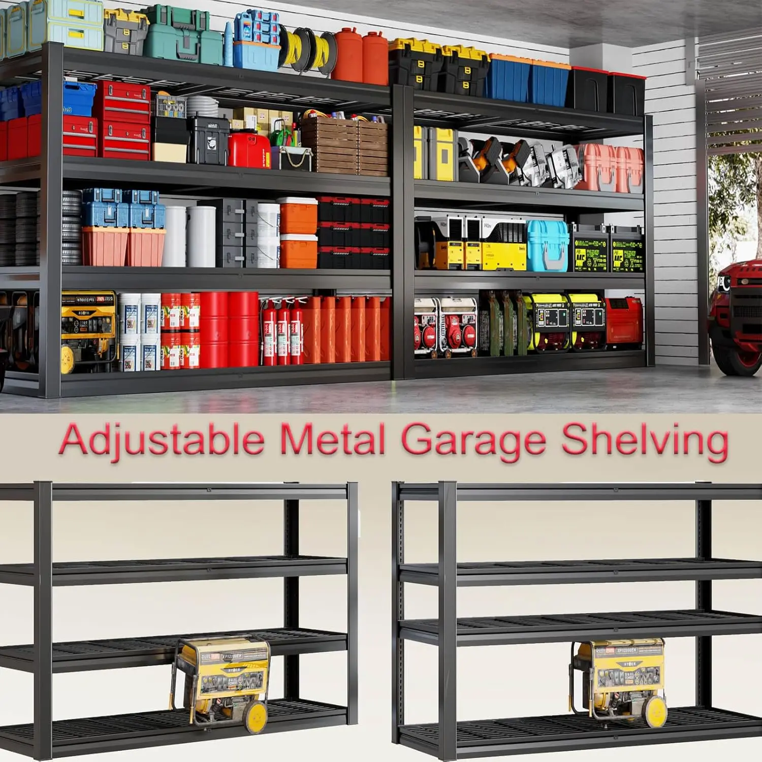 

5 Tier Garage Storage Shelf 68 Inch Wide Heavy Duty Metal Rack