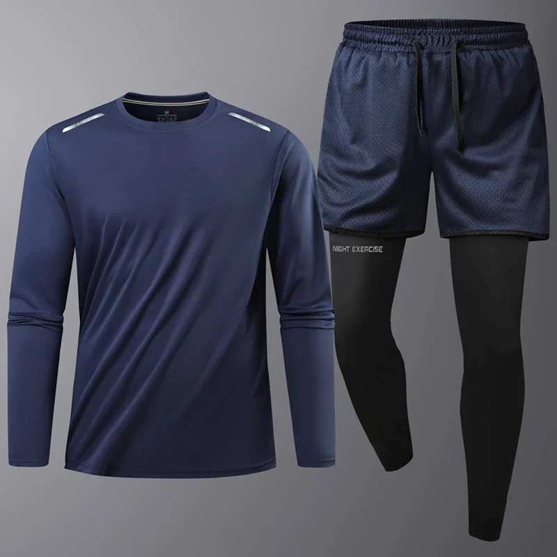 

Светоотражающие спортивные костюмы для тренировок в тренажерном зале, велоспорта, бега, мужской спортивный костюм, быстросохнущий костюм для бега, фитнеса, полный комплект, спортивный костюм 2026