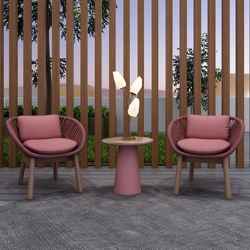

Rope chair outdoor balcony villa courtyard rattan sofa coffee table outdoor model room rattan chair