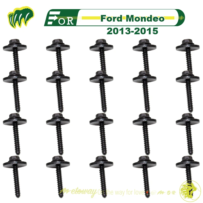 

20pcs Screws For Ford Mondeo 2013-2015 Front Bumper Lower Guard Plate Screw Front Bumper Baffle Fog Lamp Bracket Screw