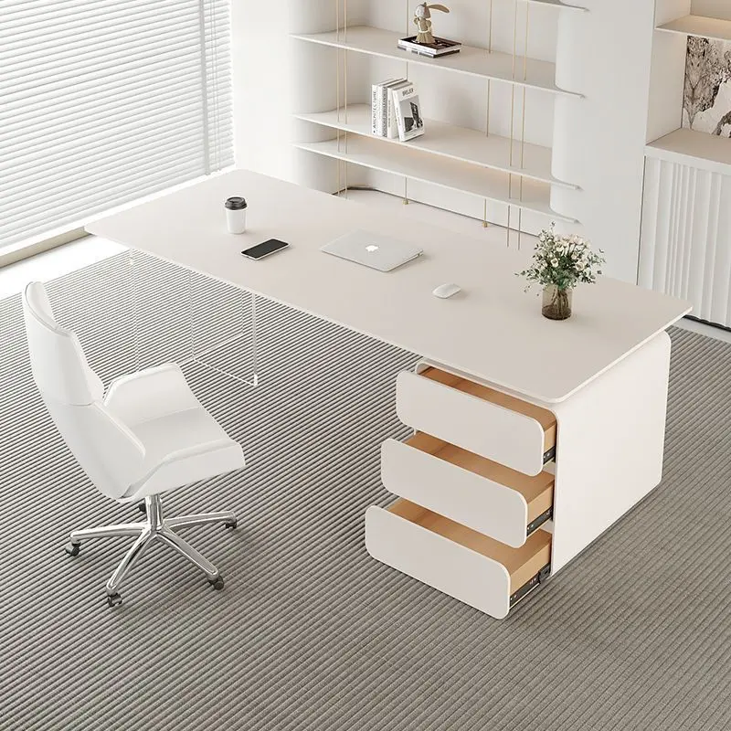 Light luxury rock slab boss table simple desk small apartment home writing desk beauty salon medical beauty pure white desk