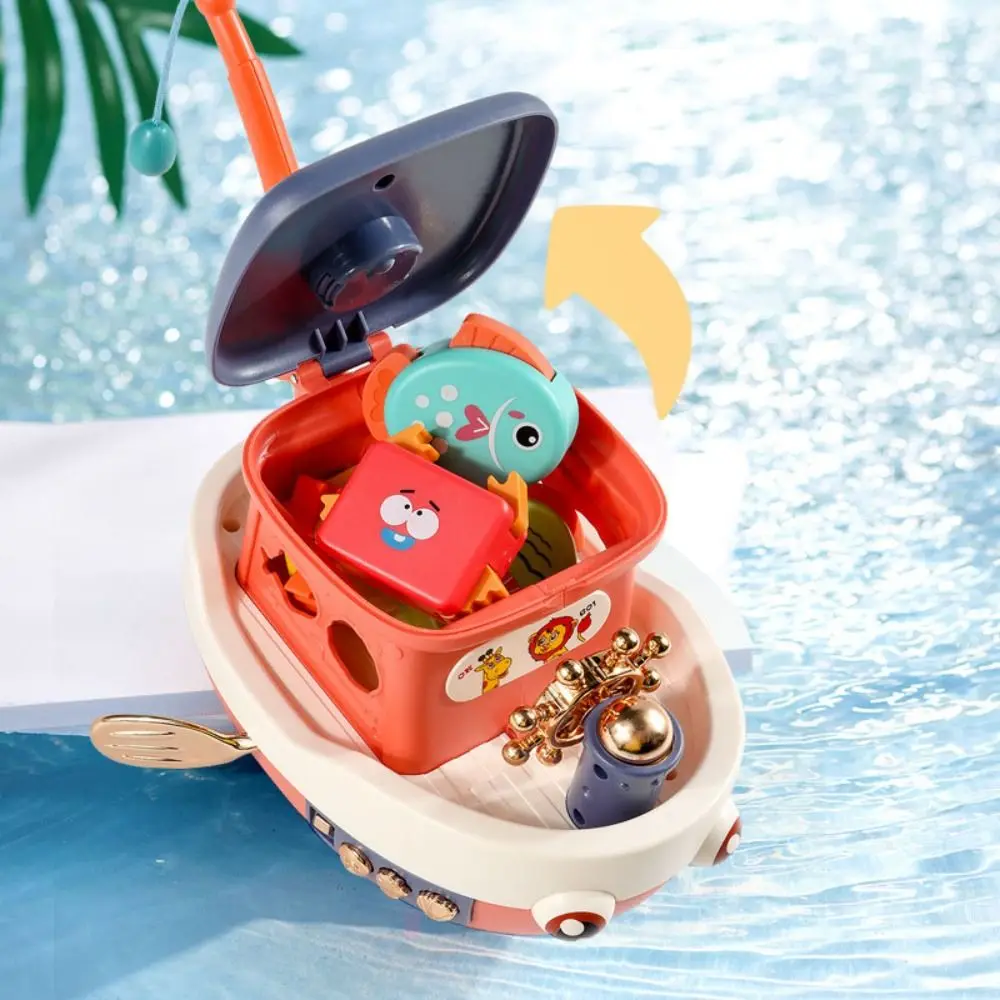 

Electric Cruise Boat Toy Go Fish Storage Musical Sound Kids Toy Early Education Cartoon Lights Sounds Ship Toy Birthday Gift