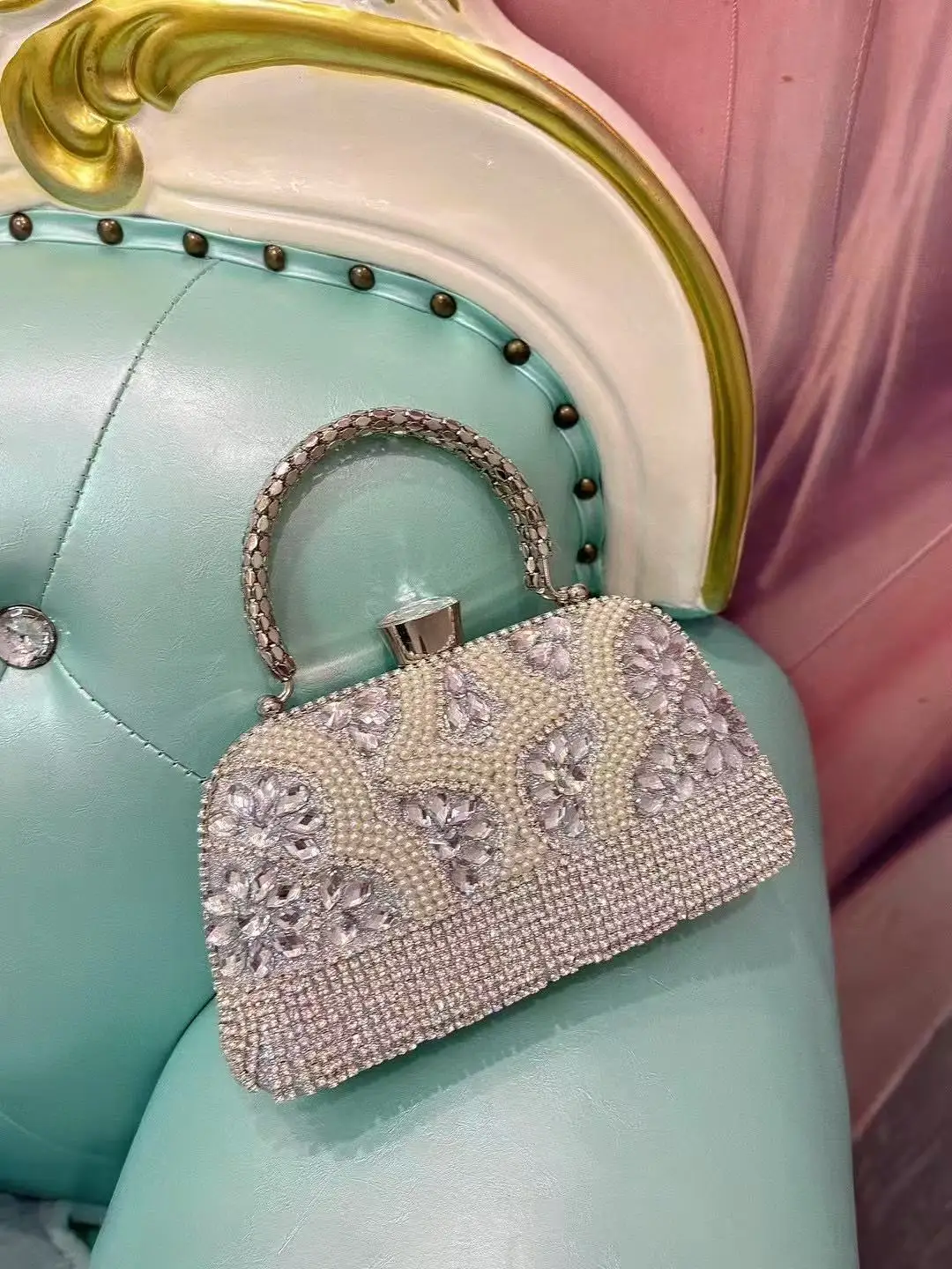 Fashion Pearl Beaded Women Handbag Glitter Rhinestones Diamond Tassel Evening Bag Wedding Party Clutch Purse Luxury Shoulder Bag view 5