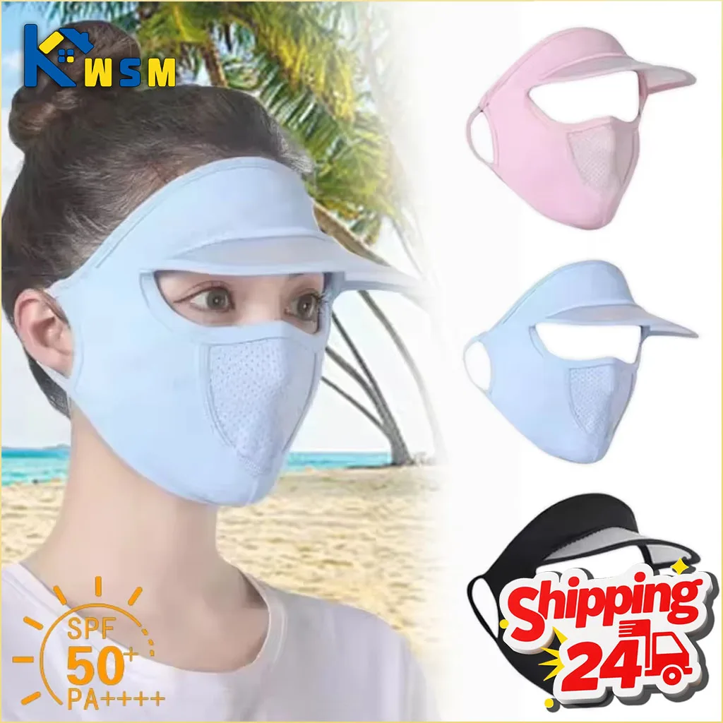 

1-20 шт. летних дышащих солнцезащитных масок на все лицо с козырьком, эластичные, плотно прилегающие к коже, с защитой от ультрафиолета для велоспорта, кемпинга, активного отдыха на природе