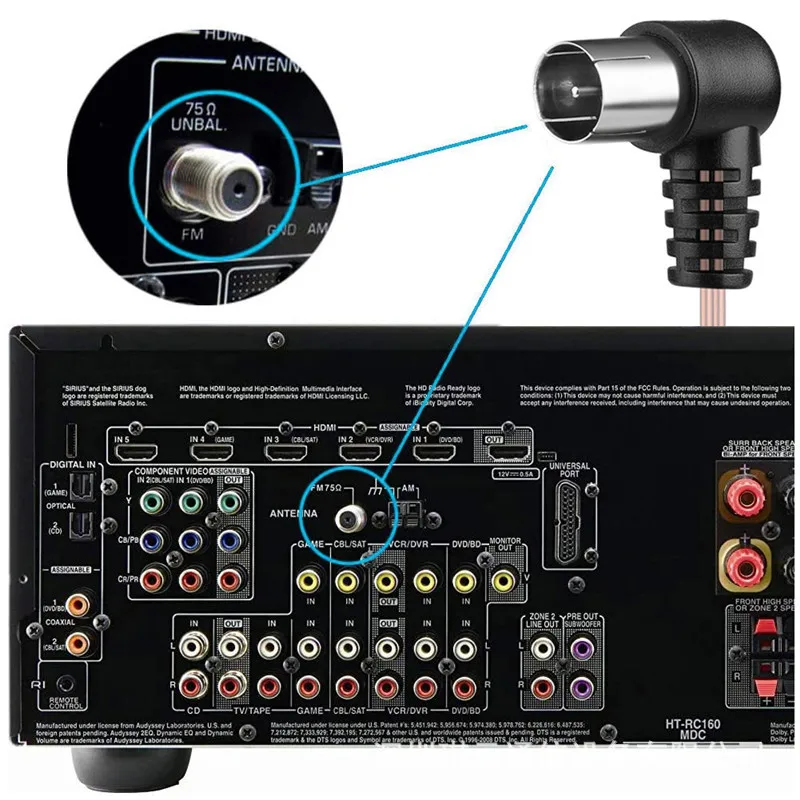 Dipole Antenna Indoor Aerial HD Radio T Shape Male/ Female PAL Connector 75 OFM Use For FM Radio Stations Indoor