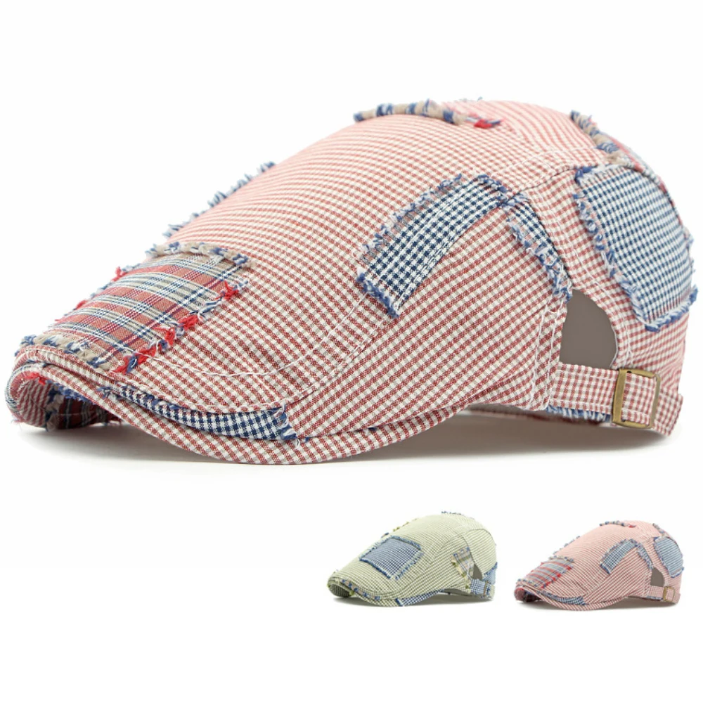 

HT4700 Beret Cap Men Women New Shabby Artist Painter Beret Hat Vintage Plaid Ivy Flat Cap Male Female Adjustable Berets for Men