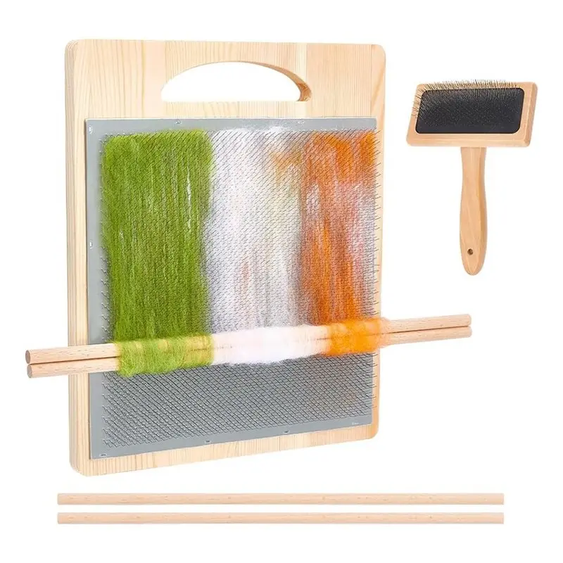 

ABVJ-Wool Blending Board Carding Brush Set, 1Pcs Wool Brush 2Pcs Wood Craft Sticks Included Fiber Blending Board