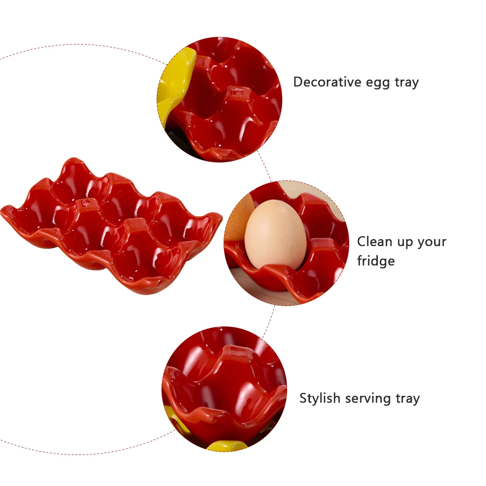 

1Pcs Egg Tray Ceramic Egg Holder Organizer Storage Container Decorative Kitchen Countertop Display Stand for Eggs