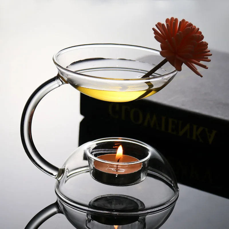 BIYLH Nordic Simplicity Glass Aromatherapy Stove Transparent Candle Holder Home Decoration Romantic Essential oil Incense Lamps