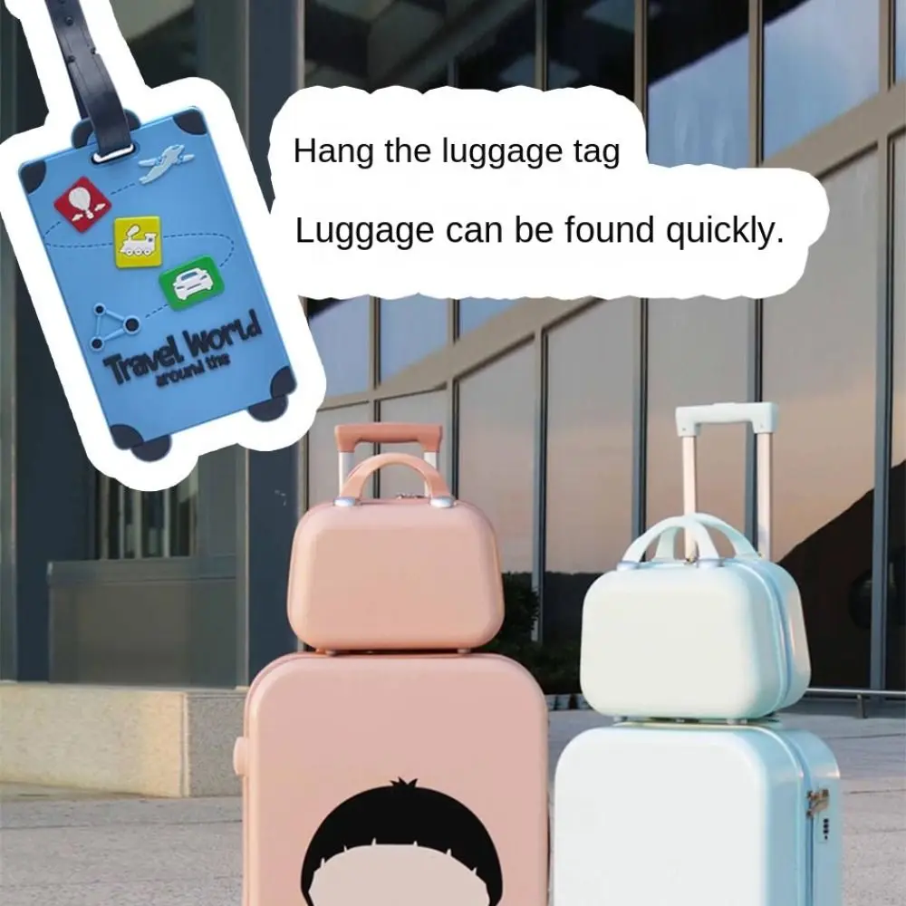 2 قطعة علامة الأمتعة البلاستيكية حقيبة شكل مقاوم للماء حقيبة يد الأمتعة تسمية الكرتون مع الأشرطة الصعود تمرير Hangtag