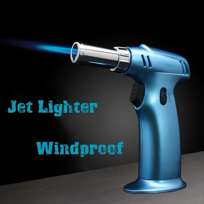 

2025 Butane Gas Jet Cooking Kitchen Lighters with Safety Lock, 1300 Degree Torch, Cigar, Dessert Cream, Barbecue, Welding Gadget