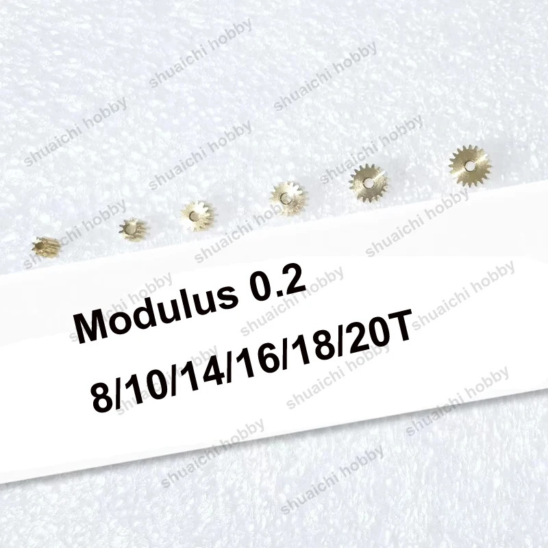 20 piezas Modulus 0,2, engranaje de cobre mecánico, transmisión del eje del Motor, dientes, 8/9/10/11/12/13/14/15/16/17/18/19/20/24/26T piñón