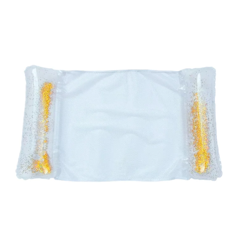 Nuova Sedia Gonfiabile Galleggiante Trasparente in PVC con Paillettes Glitterate per l'Estate 2026, Amaca Pieghevole per Piscina e Feste per Adulti