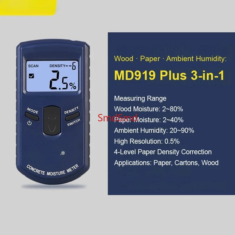 MD917 Moisture & Humidity Meter Non Destructive Concrete Moisture Meter for Wall Floor Screed Cement Building Material