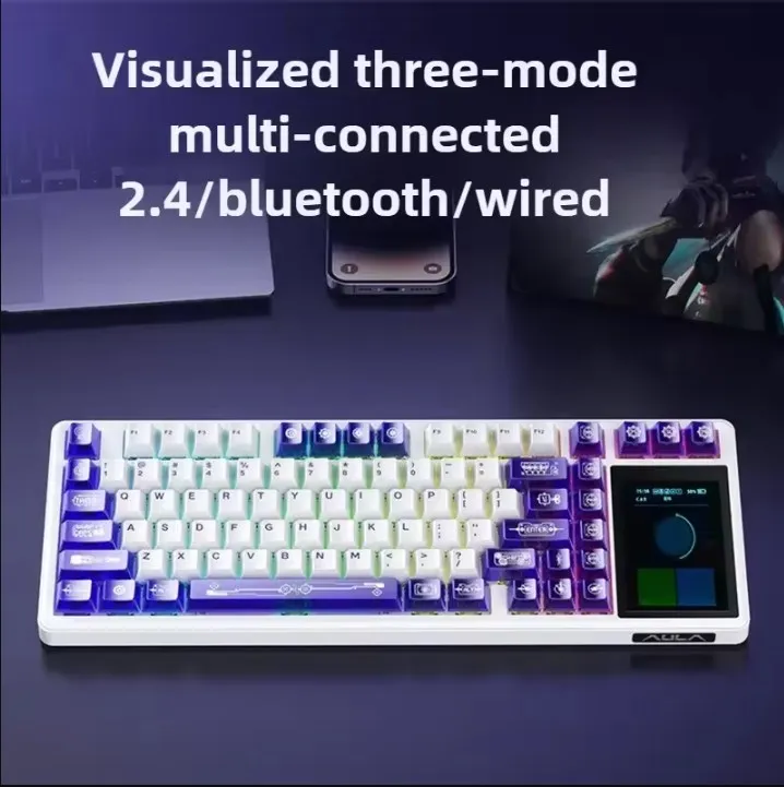 Nowa klawiatura mechaniczna AULA L99 z wyświetlaczem, trójtrybowym podświetleniem RGB, hot-swap, bezprzewodowa klawiatura gamingowa, personalizowana klawiatura PC, prezenty dla graczy e-sportowych