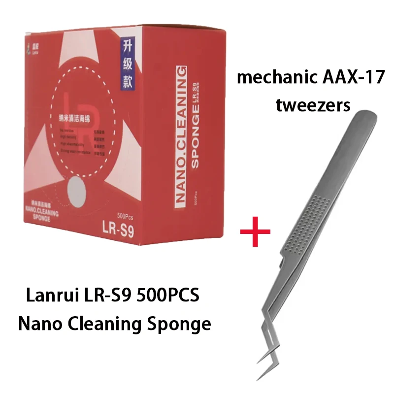 Lanrui LR-S9 500PCS Nano Cleaning Sponge For Mobile Phone Screen/Camera/PCB Soldering Welding Flux Oil Cleaning AAX-17 Tweezers
