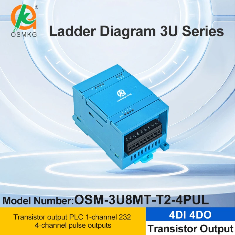 oshangming PLC con salida de transistor IO 4/4, 4 pulsos RS232 RS485 Modbus RTU, diagrama de lógica PLC para motor paso a paso
