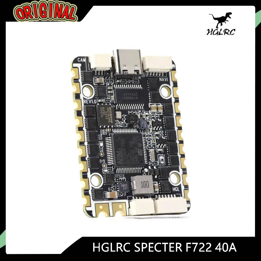 

HGLRC SPECTER F722 40A 6-канальный контроллер полета AIO, 2-6S LiPo, 32-битный для гоночных дронов Rekon Y6 и FPV