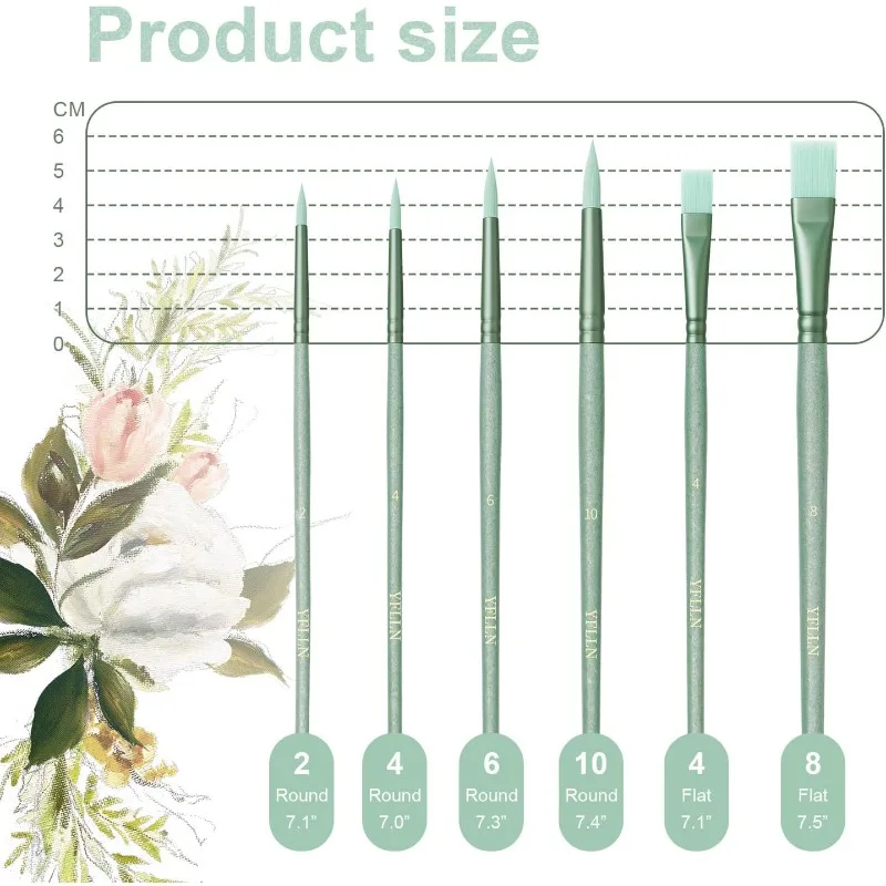 Watercolor Brush Set Pointed Round Flat Head Soft Hair Beginner's Art Student Hand Drawn Watercolor Nylon Painting Material