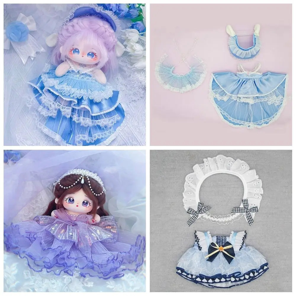 20CM Doll Clothes Blue Purple Headdress Miniature Formal Attire Playing House Changing Dressing Game