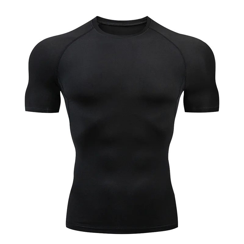 Herren Kurzarm Rash Guard Kompressions-Shirts Schnelltrocknend Fitness Radfahren Laufen T-Shirt Workout Training Unterwäsche Gym-Kleidung – Detail 8